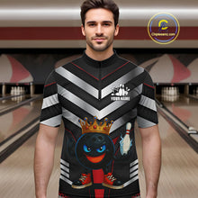 Load image into Gallery viewer, Funny Bowling Shirts Black and Silver Metal Team Bowling Polo, 1/4 Zip Shirts Custom bowling gifts NQS10942