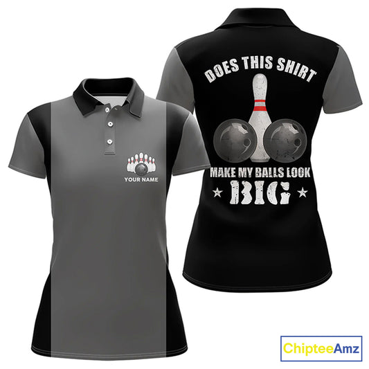 Funny Bowling shirts for Women Custom vintage grey and black Does this shirt make my balls look big NQS9267