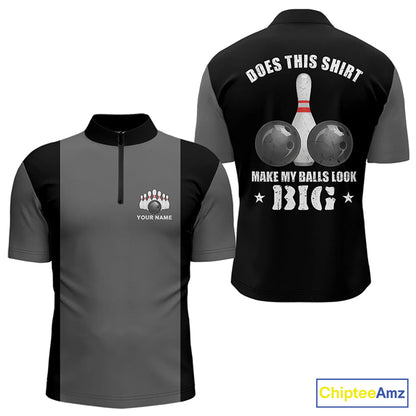 Funny Bowling shirts for Men Custom vintage grey and black Does this shirt make my balls look big NQS9267
