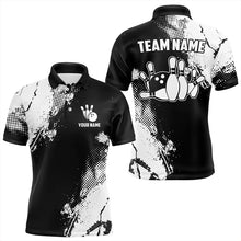 Load image into Gallery viewer, Black and White Retro Mens Bowling Polo, Quarter Zip shirts Custom team bowling jerseys mens outfit NQS9274