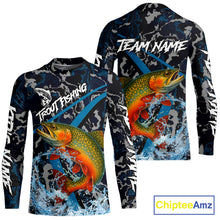 Load image into Gallery viewer, Custom Brook Trout Fishing Camo Long Sleeve Fishing Shirts, Personalized Trout Fishing Team Jerseys NQS11331