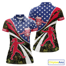 Load image into Gallery viewer, American Flag Camo Disc golf shirts for men, women custom patriotic disc golf jerseys NQS11334