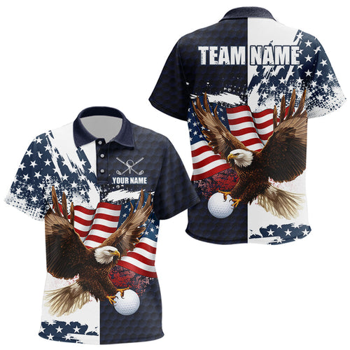 Red, White and Blue American Flag Eagle Golf polo shirts For Kid Custom Patriotic Golf Team Jersey NQS9608