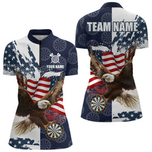 Load image into Gallery viewer, Red, White and Blue American Flag Eagle Darts shirts For Women Custom Patriotic Darts Team Jersey NQS9609