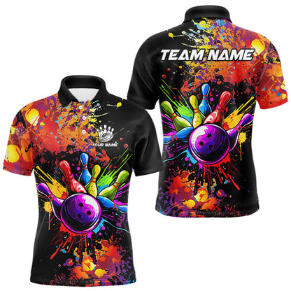 Colorful bowling jerseys Bowling Polo, 1/4 Zip Shirt for Men Custom Bowling Team shirts for bowlers NQS9770