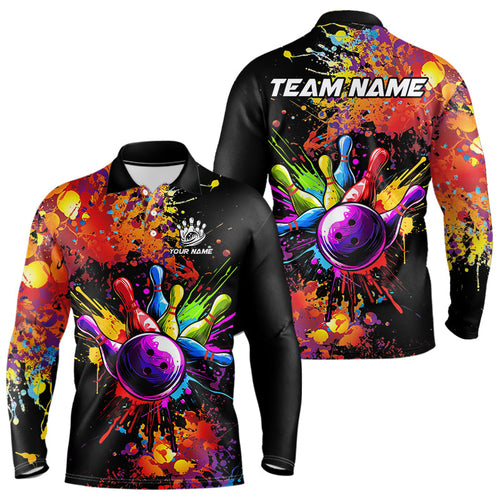 Colorful bowling jerseys Bowling Polo, 1/4 Zip Shirt for Men Custom Bowling Team shirts for bowlers NQS9770