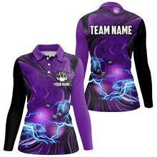 Load image into Gallery viewer, Purple Camo lightning thunder ball bowling Women Polo, Quarter Zip shirts custom bowling team jerseys NQS7930