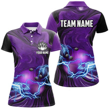 Load image into Gallery viewer, Purple Camo lightning thunder ball bowling Women Polo, Quarter Zip shirts custom bowling team jerseys NQS7930