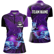 Load image into Gallery viewer, Purple Camo lightning thunder ball bowling Women Polo, Quarter Zip shirts custom bowling team jerseys NQS7930