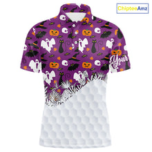Load image into Gallery viewer, Personalized funny purple Halloween pattern mens golf polo shirts best mens golf wears NQS10315
