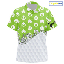 Load image into Gallery viewer, Personalized funny green pumpkin Halloween pattern Kid golf polo shirts best Kid golf wears NQS10316