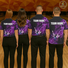 Load image into Gallery viewer, Mens polo bowling shirts Custom purple lightning thunder Bowling Team Jersey, gift for team Bowlers NQS6220