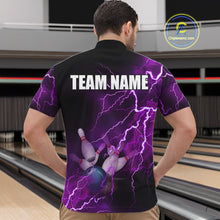Load image into Gallery viewer, Men&#39;s bowling Quarter Zip shirts Custom purple lightning thunder Bowling Team Jersey, gift for Bowlers NQS6220