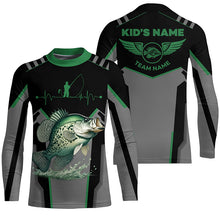 Load image into Gallery viewer, Personalized Black Crappie Fishing jerseys, Team Crappie Fishing Long Sleeve tournament shirts | Green NQS6222