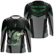 Load image into Gallery viewer, Personalized Black Crappie Fishing jerseys, Team Crappie Fishing Long Sleeve tournament shirts | Green NQS6222