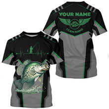 Load image into Gallery viewer, Personalized Black Crappie Fishing jerseys, Team Crappie Fishing Long Sleeve tournament shirts | Green NQS6222