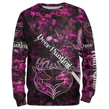 Load image into Gallery viewer, Love Deer Hunting Pink Camo Customize Name 3D All Over Printed Shirts Personalized Hunting gifts NQS903