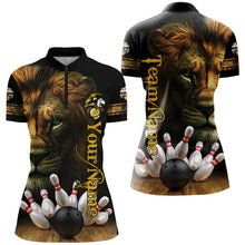 Load image into Gallery viewer, Lion Bowling Polo, Quarter Zip Shirt For Women Custom Bowling League Shirt Bowling Team Jerseys Outfit NQS8561