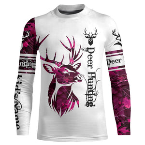 Deer hunting pink camouflage Customized Name 3D All Over Printed Shirts, Personalized Hunting gifts NQS1052