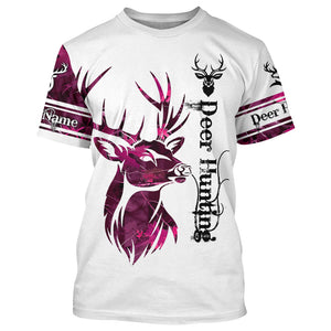 Deer hunting pink camouflage Customized Name 3D All Over Printed Shirts, Personalized Hunting gifts NQS1052