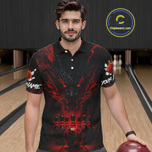 Load image into Gallery viewer, Black And Red Dragon Bowling Shirts For Men Custom Dragon Bowling League Shirts Outfits NQS10948