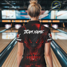 Load image into Gallery viewer, Black And Red Dragon Bowling Shirts For Women Custom Dragon Bowling League Shirts Outfits NQS10948