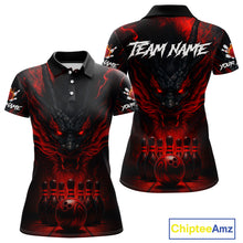 Load image into Gallery viewer, Black And Red Dragon Bowling Shirts For Women Custom Dragon Bowling League Shirts Outfits NQS10948