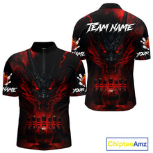 Load image into Gallery viewer, Black And Red Dragon Bowling Shirts For Men Custom Dragon Bowling League Shirts Outfits NQS10948
