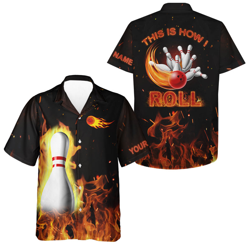 Custom Hawaiian bowling shirt for bowling – personalized team jersey front view