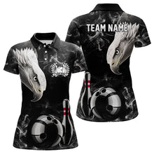 Load image into Gallery viewer, Personalized Black Eagle Smoke Bowling Polo, Quarter Zip Shirts For Women custom Bowling Team Jerseys NQS9049