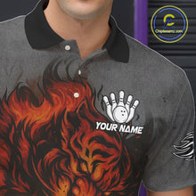 Load image into Gallery viewer, Personalized Tiger Bowling Shirts For Men Custom Gray grunge Flame Tiger Bowling Team Jerseys NQS11137