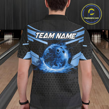 Load image into Gallery viewer, Black and Blue Lightning Thunder Bowling Shirts For Men Custom Bowling Team Jerseys, Gift For Bowlers NQS11140