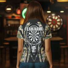 Load image into Gallery viewer, Deer Skull Darts Board Camo Darts Polo, Quarter zip Shirts For Women Custom Team Darts Jersey NQS9444