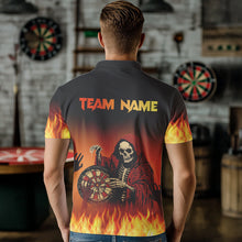 Load image into Gallery viewer, Flame Skull Reaper Darts Polo, Quarter zip Shirts For Men Custom Team Darts Jersey Outfit NQS9447