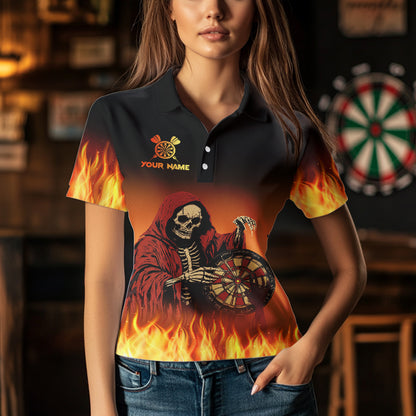 Flame Skull Reaper Darts Shirts For Women Custom Team Darts Jersey Outfit NQS9447