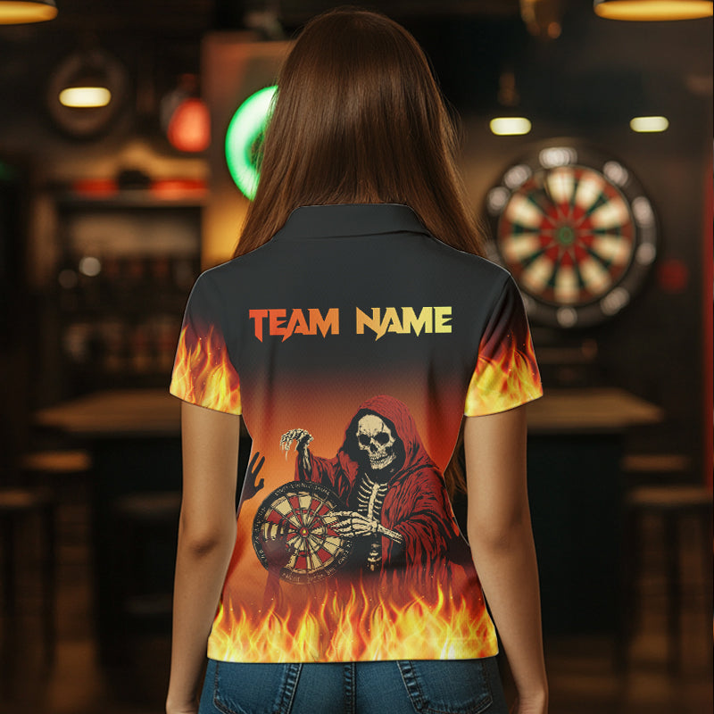 Flame Skull Reaper Darts Shirts For Women Custom Team Darts Jersey Outfit NQS9447