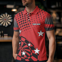 Load image into Gallery viewer, Stars Darts Polo, Quarter Zip Shirt For Men Custom Dart Team Jerseys | Red NQS9778