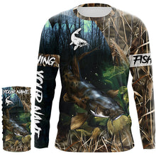 Load image into Gallery viewer, Flathead Catfish Fishing Custom Camouflage long sleeve Fishing Shirt, Personalized Catfish Fishing Gift NQS324