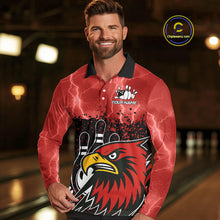 Load image into Gallery viewer, Black and Red Lightning thunder storm Eagle Bowling Shirts for Men Custom Team bowling jerseys NQS10022