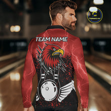 Load image into Gallery viewer, Black and Red Lightning thunder storm Eagle Bowling Shirts for Men Custom Team bowling jerseys NQS10022