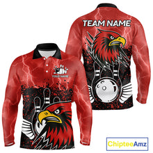 Load image into Gallery viewer, Black and Red Lightning thunder storm Eagle Bowling Shirts for Men Custom Team bowling jerseys NQS10022