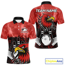 Load image into Gallery viewer, Black and Red Lightning thunder storm Eagle Bowling Shirts for Men Custom Team bowling jerseys NQS10022