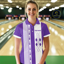 Load image into Gallery viewer, Retro Purple argyle Flame Bowling shirts For Women custom bowling team jerseys Ladies Bowler Outfits NQS10326