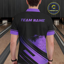Load image into Gallery viewer, Custom Black And Purple Bowling Team Polo, Quarter-Zip Shirts For Men, Personalized Bowling Jerseys NQS10541
