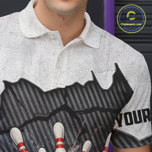 Load image into Gallery viewer, Black and White grunge Bowling Shirts for Men Custom Team Bowling Jerseys, Gift for Bowlers NQS10751
