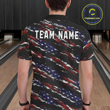 Load image into Gallery viewer, Black American Flag pattern bowling shirt for men custom patriotic jerseys team bowling gifts for men NQS11552