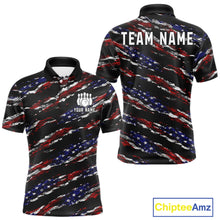 Load image into Gallery viewer, Black American Flag pattern bowling shirt for men custom patriotic jerseys team bowling gifts for men NQS11552