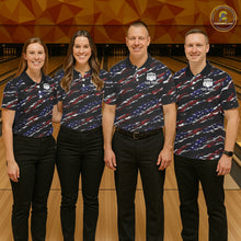 Load image into Gallery viewer, Black American Flag pattern bowling shirt for men custom patriotic jerseys team bowling gifts for men NQS11552