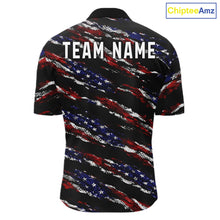 Load image into Gallery viewer, Black American Flag pattern bowling shirt for men custom patriotic jerseys team bowling gifts for men NQS11552