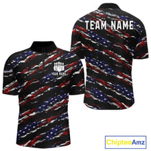 Load image into Gallery viewer, Black American Flag pattern bowling shirt for men custom patriotic jerseys team bowling gifts for men NQS11552